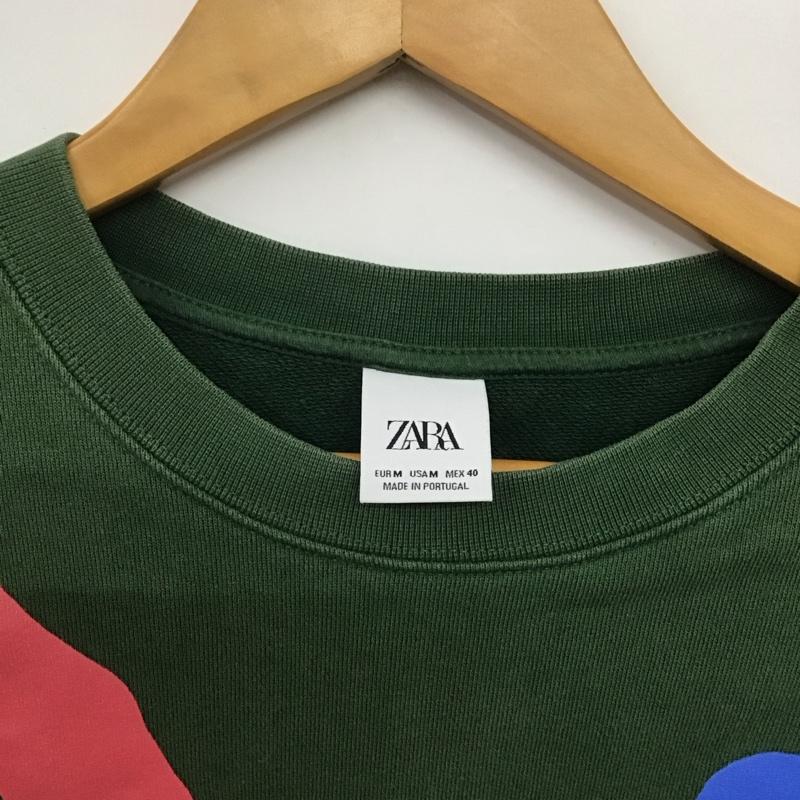 ザラ ZARA トレーナー 長袖 長袖トレーナー スウェット クルーネック プルオーバー M ロゴ、文字 緑 / グリーン /  レディース USED 古着 中古 10144205