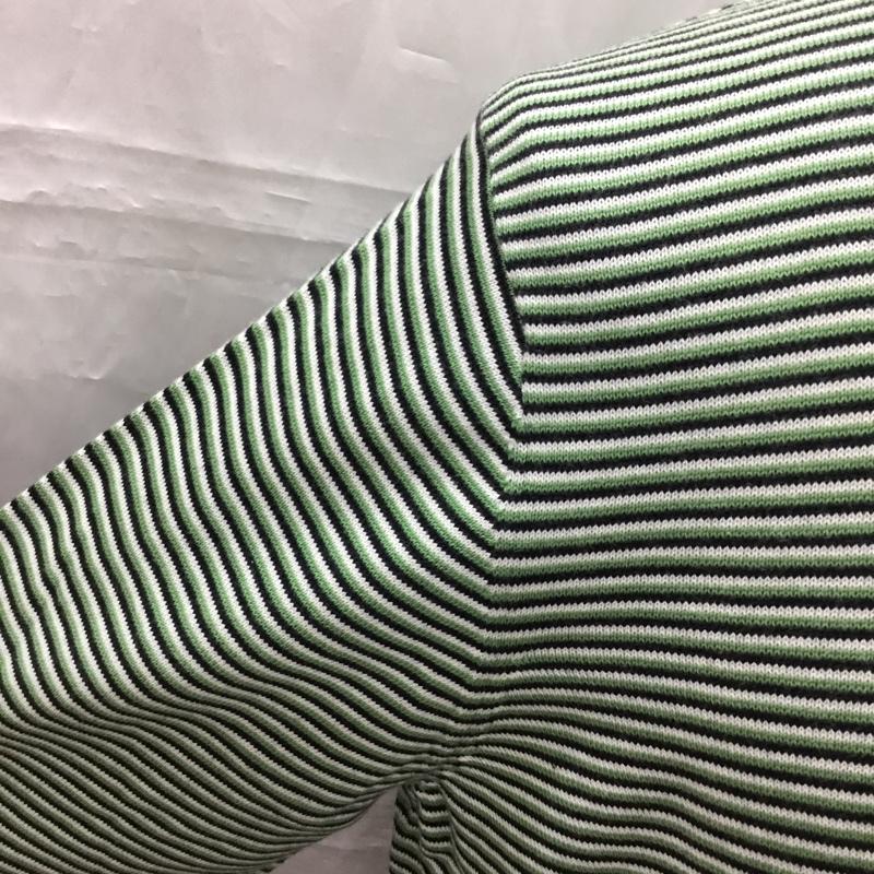 ブルックスブラザーズ BROOKS BROTHERS ニット、セーター 長袖 コットン 綿 クルーネック M ボーダー柄 白 / ホワイト / X 紺 / ネイビー / X 薄緑 / ライトグリーン /  メンズ USED 古着 中古 10112880
