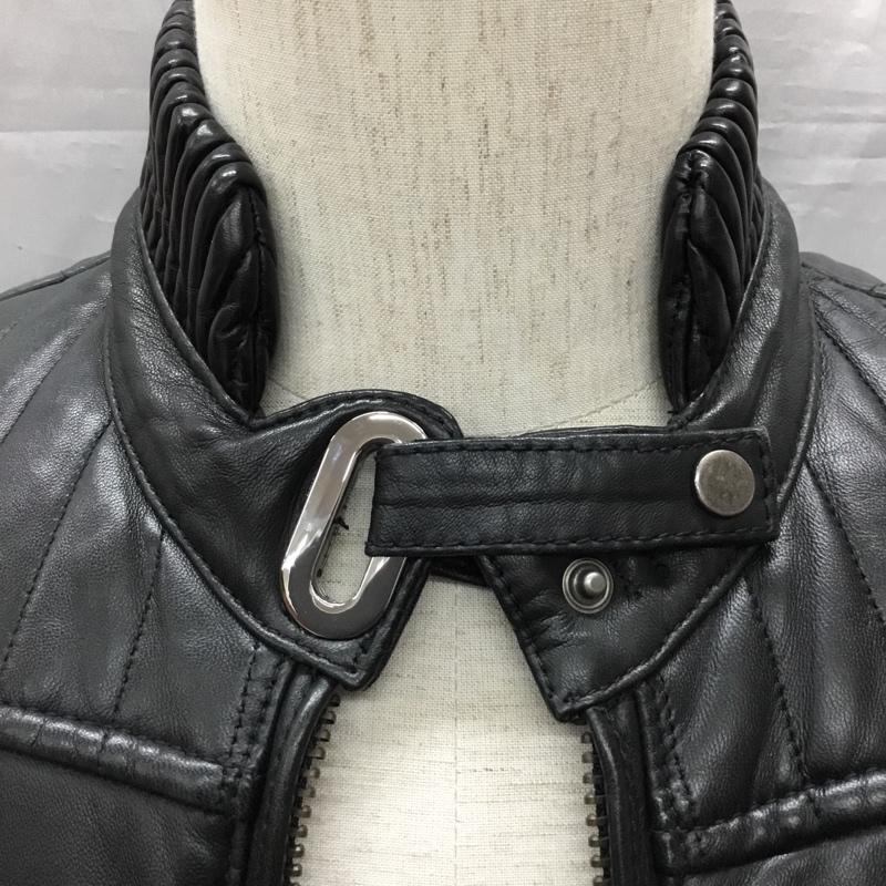 古着 USED ジャケット、上着 ジャケット、ブレザー カジュアルジャケット ノーカラージャケット フェイクレザー kode9 イタリア製 44 無地 黒 / ブラック /  メンズ USED 古着 中古 10116863