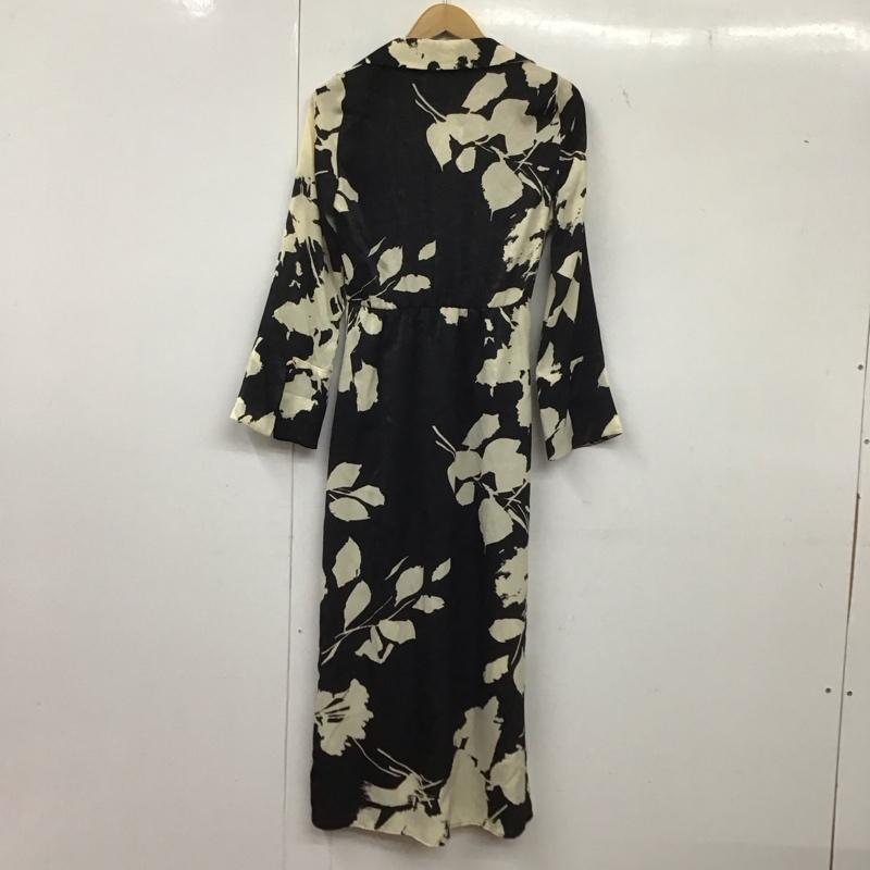 ザラ ZARA ワンピース ロングスカート 9621 261 093 カシュクール 長袖 XS 総柄 黒 / ブラック /  レディース USED 古着 中古 10139399
