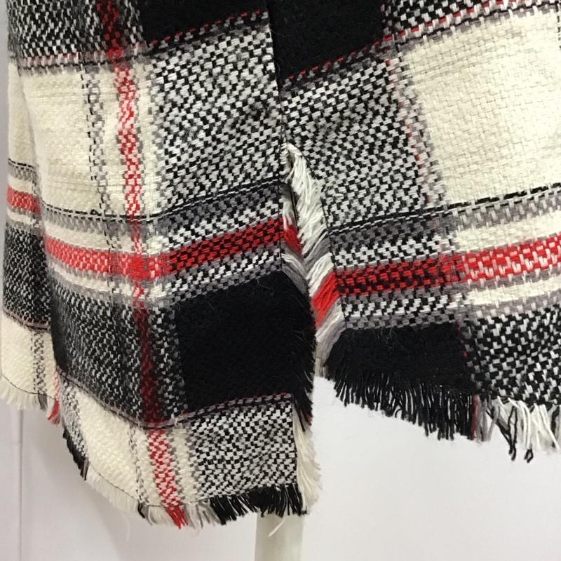 ザラベーシック ZARA BASIC ワンピース ひざ丈スカート 8407 780 070 襟付き 長袖 L チェック 白 / ホワイト / X 黒 / ブラック / X 赤 / レッド /  レディース USED 古着 中古 10118345