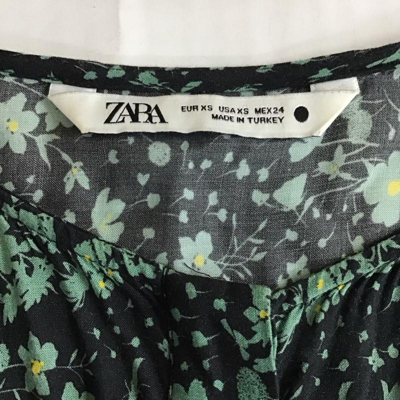 ザラ ZARA ワンピース ロングスカート 4479 243 800 ノーカラー 長袖 ティアード XS 花柄 黒 / ブラック /  レディース USED 古着 中古 10114465