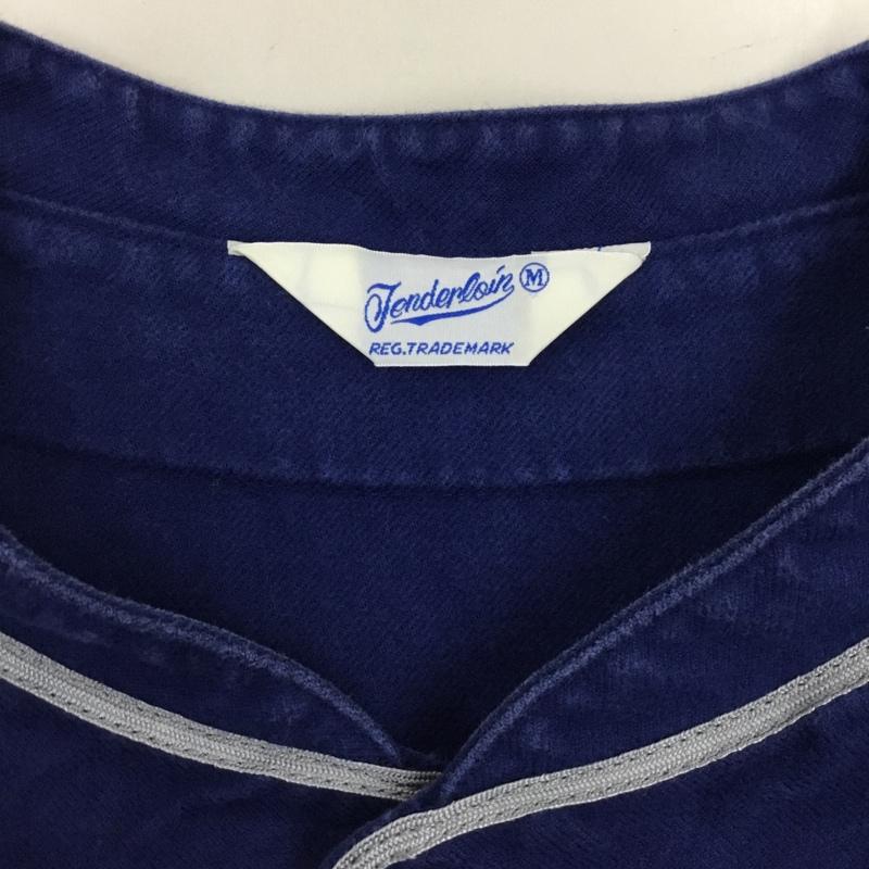 テンダーロイン TENDERLOIN シャツ、ブラウス 長袖 長袖シャツ ノーカラーシャツ カジュアルシャツ M ロゴ、文字 インディゴ / インディゴ /  メンズ USED 古着 中古 10121479