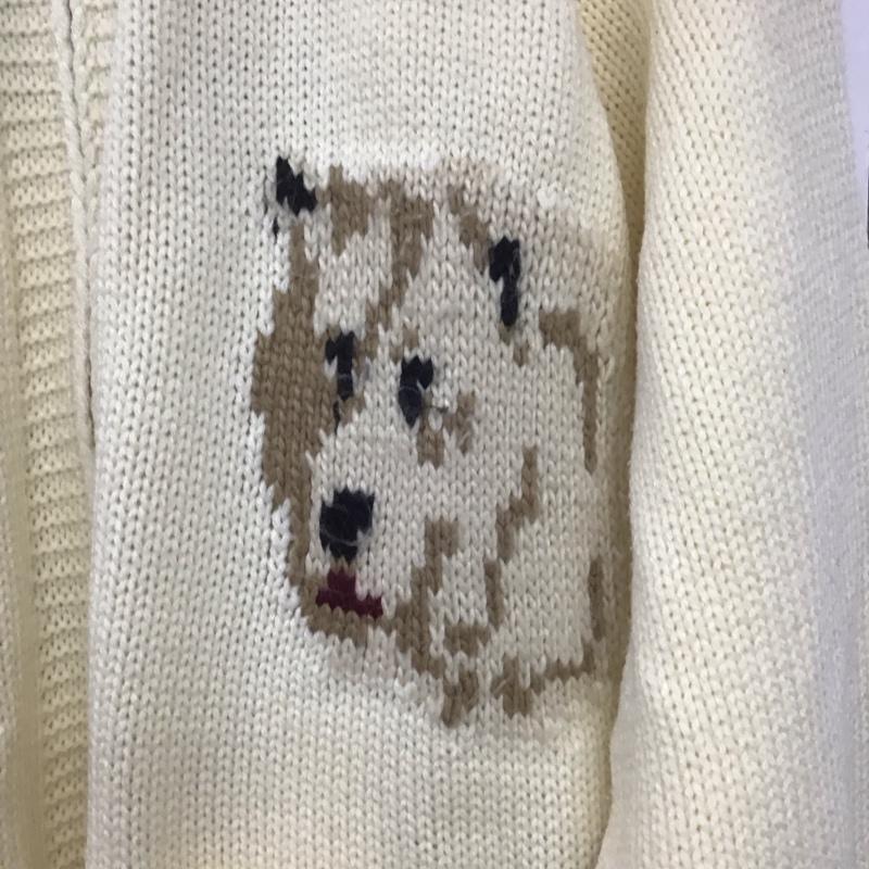 インヘリット INHERIT カーディガン 長袖 ジップアップニットカーディガン ニットジャケット アウター M プリント 白 / ホワイト /  メンズ USED 古着 中古 10142386