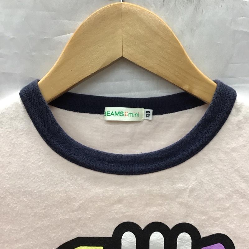 ビームスミニ BEAMSMINI Tシャツ 半袖 130cm リンガーTシャツ キッズ 130cm ロゴ、文字 桃 / ピンク / X 紺 / ネイビー /  ボーイズ USED 古着 中古 10116916