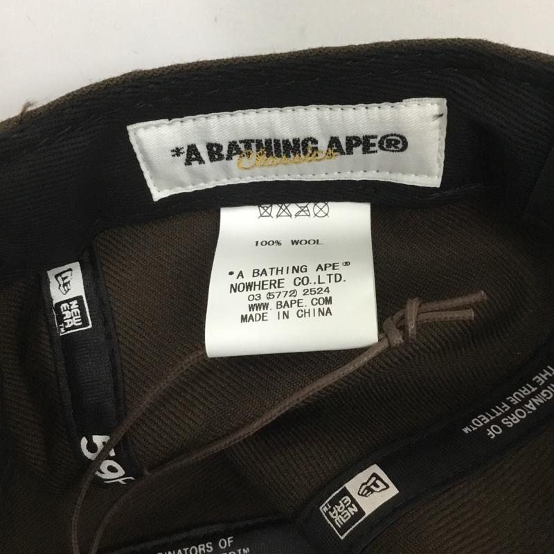 アベイシングエイプ A BATHING APE 帽子 キャップ NEW ERA ウール ロゴ、文字 茶 / ブラウン /  メンズ USED 古着 中古 10125214