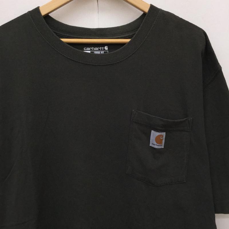 カーハート Carhartt Tシャツ 半袖 K87 306 Carhartt LOOSE FIT HEAVYWEIGHT SHORT-SLEEVE POCKET T-SHIRT XL ロゴ、文字 カーキ / カーキ /  メンズ USED 古着 中古 10145521