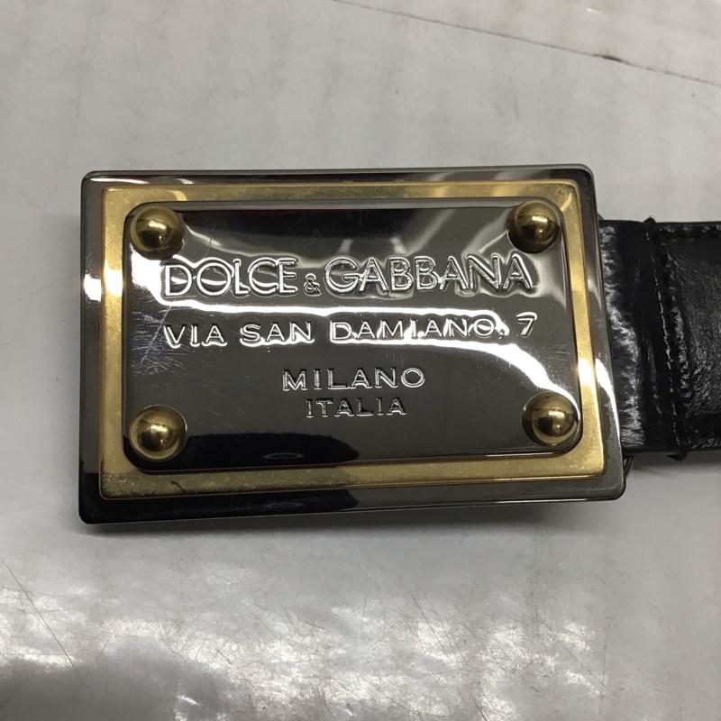 ドルチェアンドガッバーナ DOLCE&GABBANA ベルト・バックル ベルト BC2647 ロゴプレート 無地 黒 / ブラック /  メンズ USED 古着 中古 10116294
