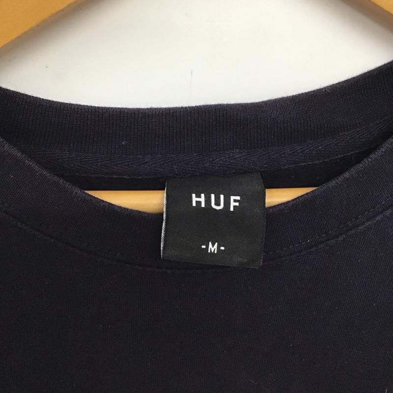 ハフ HUF カットソー 長袖 長袖カットソー プリントカットソー クルーネック M ロゴ、文字 紺 / ネイビー /  メンズ USED 古着 中古 10147621