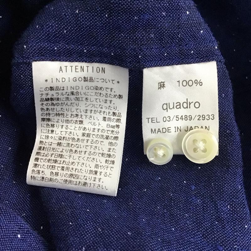 クオドロ quadro シャツ、ブラウス 長袖 長袖シャツ ドットシャツ カラーシャツ ボタンダウン 1 プリント 紺 / ネイビー /  メンズ USED 古着 中古 10131778
