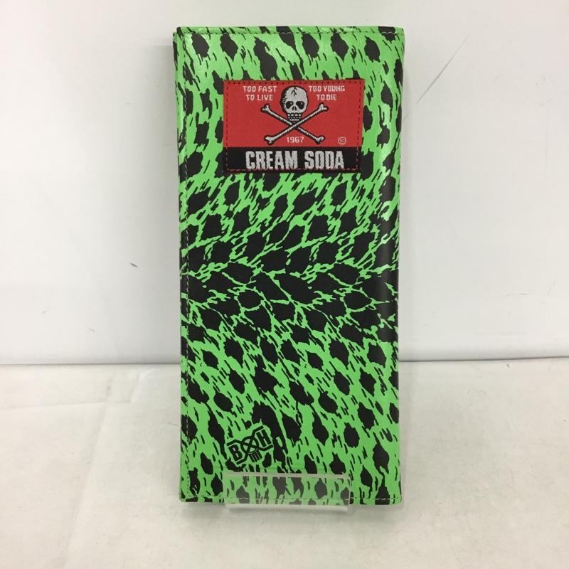 クリームソーダ CREAMSODA 財布 長財布 BOUNTY HUNTER ヒョウ柄 レオパード ロゴ、文字 薄緑 / ライトグリーン / X 黒 / ブラック /  メンズ USED 古着 中古 10146889