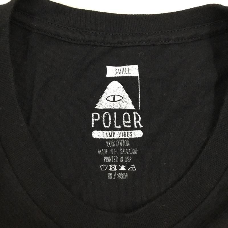 ポーラー POLeR Tシャツ 半袖 クルーネック 胸ポケット S プリント 黒 / ブラック /  メンズ USED 古着 中古 10119804