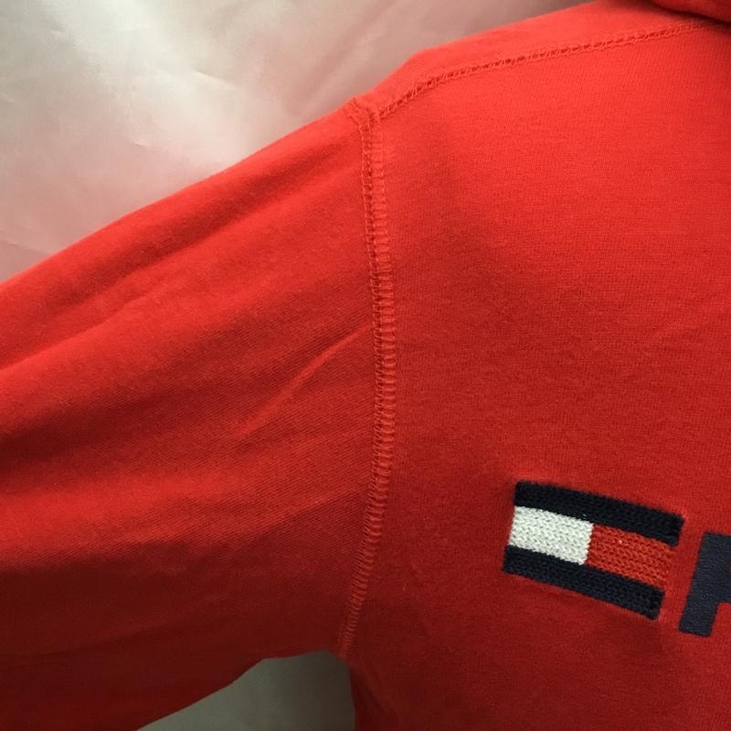 トミーヒルフィガー TOMMY HILFIGER パーカー 長袖 フルジップ ジップアップ フーディー XL ロゴ、文字 赤 / レッド /  メンズ USED 古着 中古 10117174