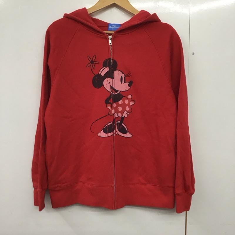 ディズニー Disney パーカー 長袖 ジップアップパーカー 長袖パーカー カジュアルジャケット L プリント 赤 / レッド /  メンズ USED 古着 中古 10140817
