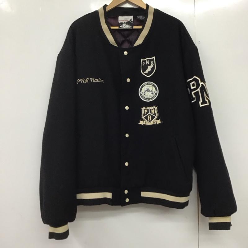 ピーエヌビーネイション PNBNATION ジャケット、上着 ジャケット、ブレザー スタジャン アウター フロントボタンジャケット XXL ロゴ、文字 黒 / ブラック /  メンズ USED 古着 中古 10144736