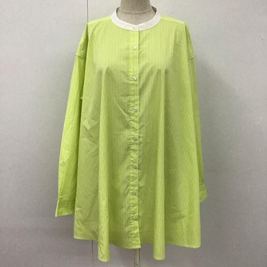 ニコアンド niko and... シャツ、ブラウス 長袖 長袖シャツ ノーカラーシャツ 長袖カットソー ストライプシャツ L ストライプ 薄緑 / ライトグリーン /  レディース USED 古着 中古 10113038