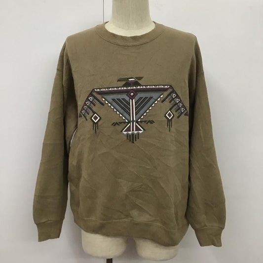 リー Lee トレーナー 長袖 長袖トレーナー スウェット クルーネック リブスウェットカットソー L プリント 茶 / ブラウン /  メンズ USED 古着 中古 10109780