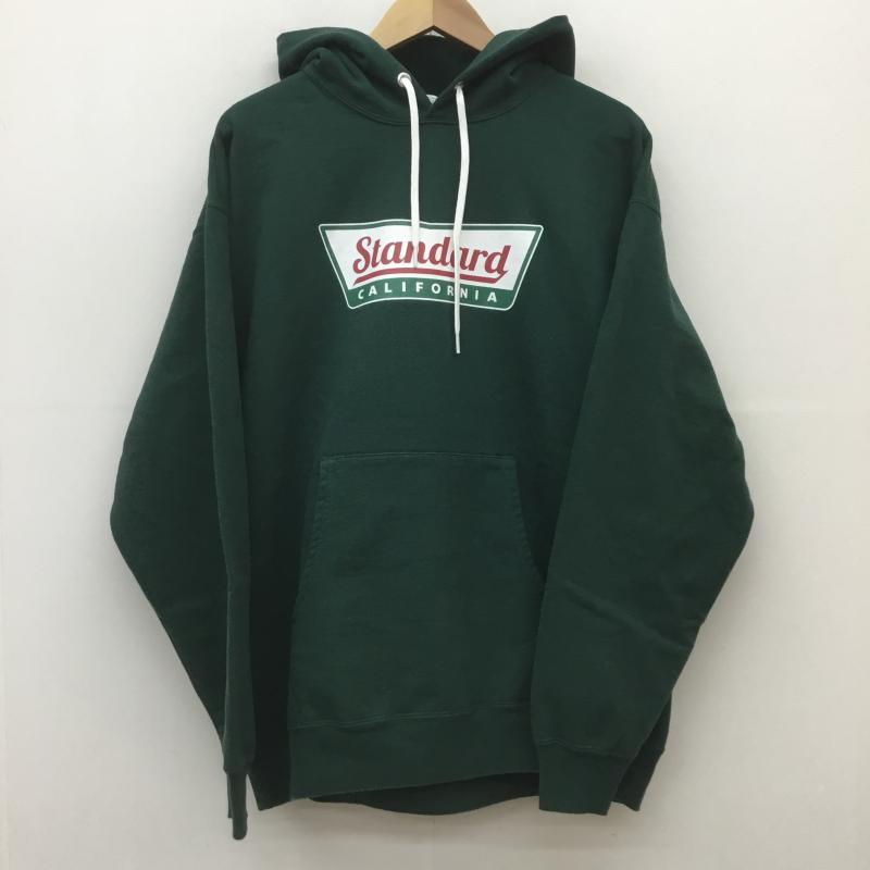 スタンダード カリフォルニア STANDARD CALIFORNIA パーカー 長袖 SD US COTTON LOGO HOOD SWEAT XL ロゴ、文字 X プリント 緑 / グリーン /  メンズ USED 古着 中古 10108200