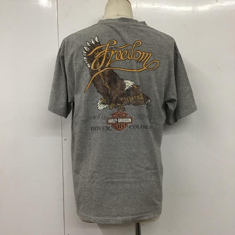 ハーレーダビッドソン Harley-Davidson Tシャツ 半袖 半袖カットソー プリントTシャツ クルーネックカットソー 古着 L ロゴ、文字 灰 / グレー /  メンズ USED 古着 中古 10110726