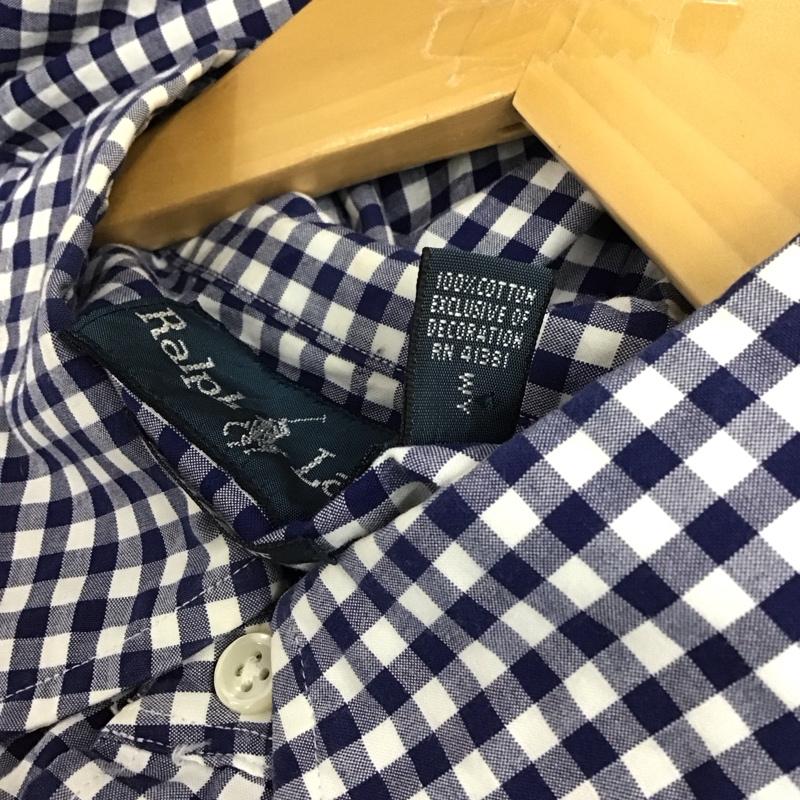 ラルフローレン RALPHLAUREN シャツ、ブラウス 長袖 長袖シャツ チェックシャツ カラーシャツ ボタンダウンシャツ M チェック 白 / ホワイト / X 青 / ブルー /  メンズ USED 古着 中古 10147595