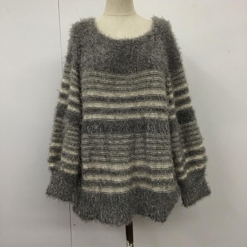 ジーナシス JEANASIS ニット、セーター 長袖 JS261167TK シャギーニット FREE ボーダー柄 灰 / グレー / X 白 / ホワイト /  レディース USED 古着 中古 10120821
