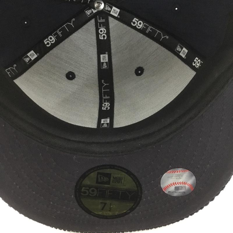 ニューエラ NEW ERA 帽子 キャップ NY コーデュロイ 59FIFTY MLB 59.6cm ロゴ、文字 紺 / ネイビー /  メンズ USED 古着 中古 10124616
