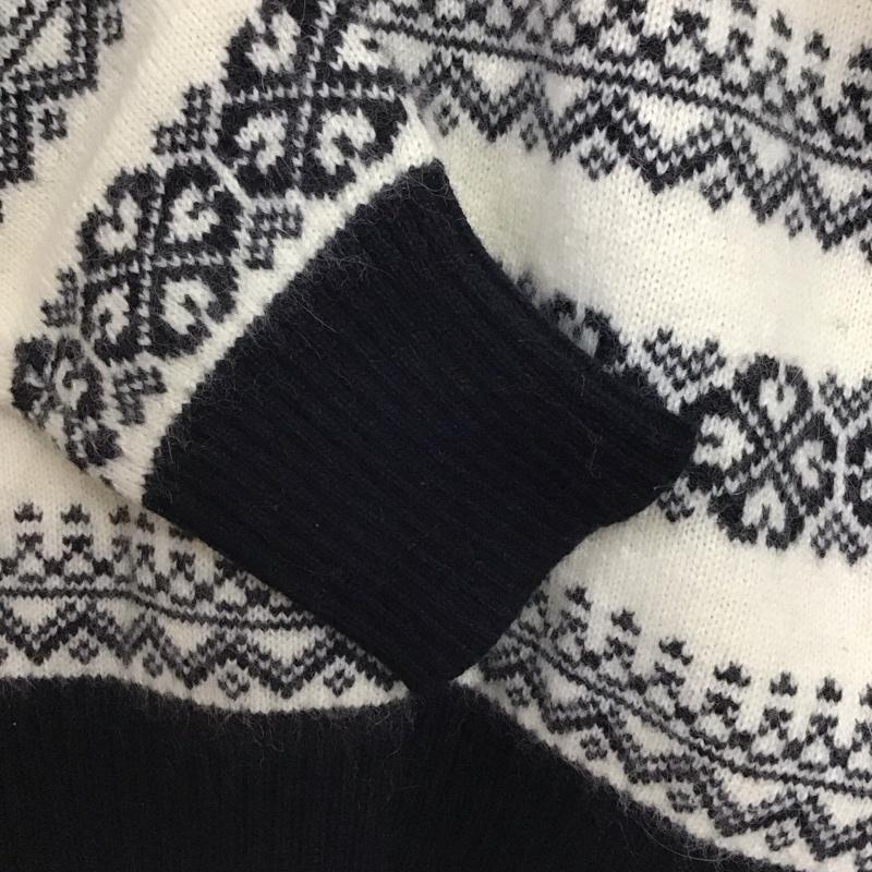 ブルックスブラザーズ BROOKS BROTHERS ニット、セーター 長袖 長袖ニットカットソー クルーネック セーター M プリント 白 / ホワイト / X 黒 / ブラック /  レディース USED 古着 中古 10145089