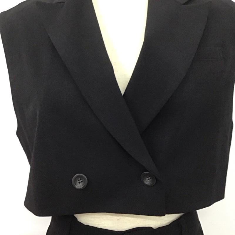 ページボーイ PAGEBOY セットアップ セットアップ PB370030AL ショート丈ベスト PB350063AL ロールアップスラックス FREE 無地 黒 / ブラック /  レディース USED 古着 中古 10144438