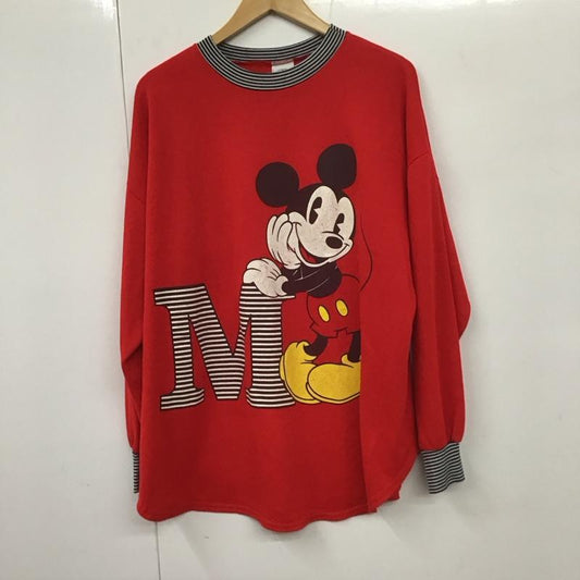 ディズニー Disney トレーナー 長袖 裏起毛 ミッキーマウス プリント 赤 / レッド /  レディース USED 古着 中古 10130628