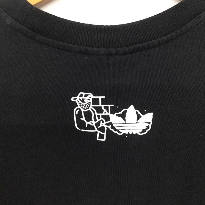 アディダス adidas Tシャツ 半袖 半袖カットソー プリントTシャツ クルーネックカットソー ロゴ、文字 黒 / ブラック /  メンズ USED 古着 中古 10135849