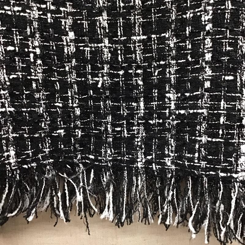 ザラ ZARA ニット、セーター 長袖 3440 250 800 モックネック フリンジ XS チェック 黒 / ブラック / X 白 / ホワイト /  レディース USED 古着 中古 10118431