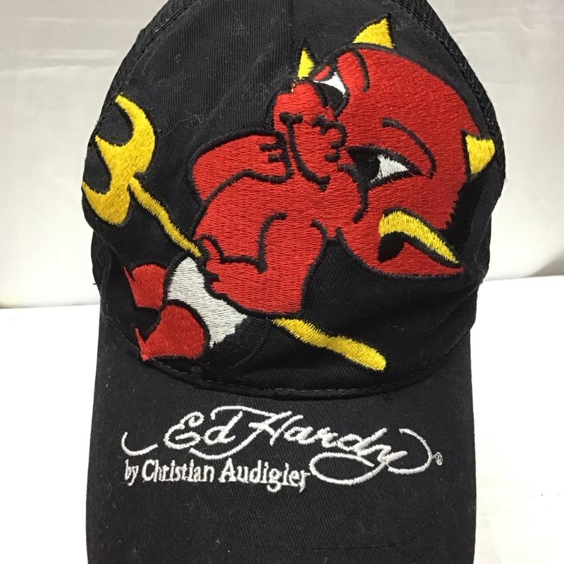 エドハーディー Ed Hardy 帽子 キャップ メッシュキャップ 刺繍 黒 / ブラック /  メンズ USED 古着 中古 10116454