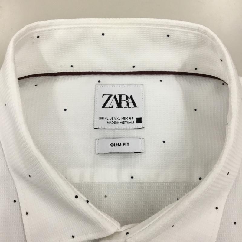 ザラ ZARA シャツ、ブラウス 長袖 長袖シャツ カラーシャツ プリントシャツ 長袖カットソー XL プリント 白 / ホワイト / X 黒 / ブラック /  メンズ USED 古着 中古 10115119