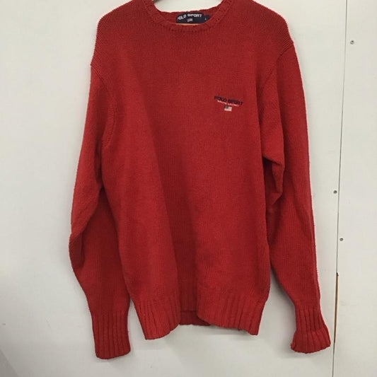 ポロスポーツラルフローレン POLOSPORT ニット、セーター 長袖 長袖ニットカットソー クルーネック セーター L ロゴ、文字 赤 / レッド /  メンズ USED 古着 中古 10140267