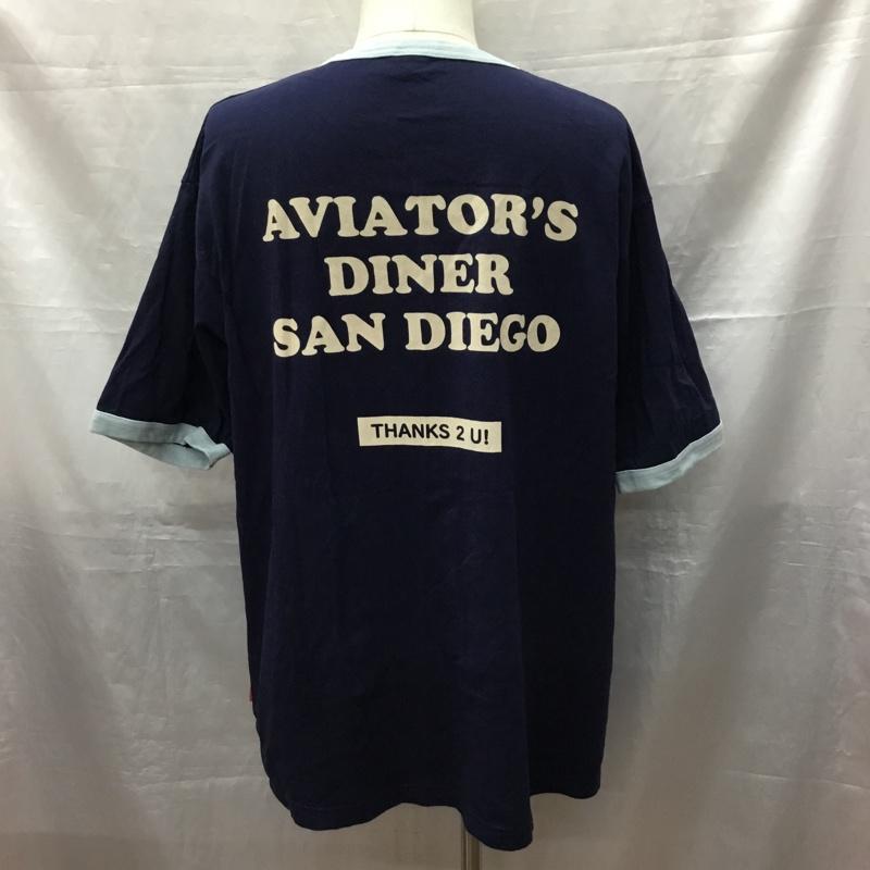 アヴィレックス AVIREX Tシャツ 半袖 半袖カットソー プリントTシャツ クルーネックカットソー XXL プリント 紺 / ネイビー /  メンズ USED 古着 中古 10120454