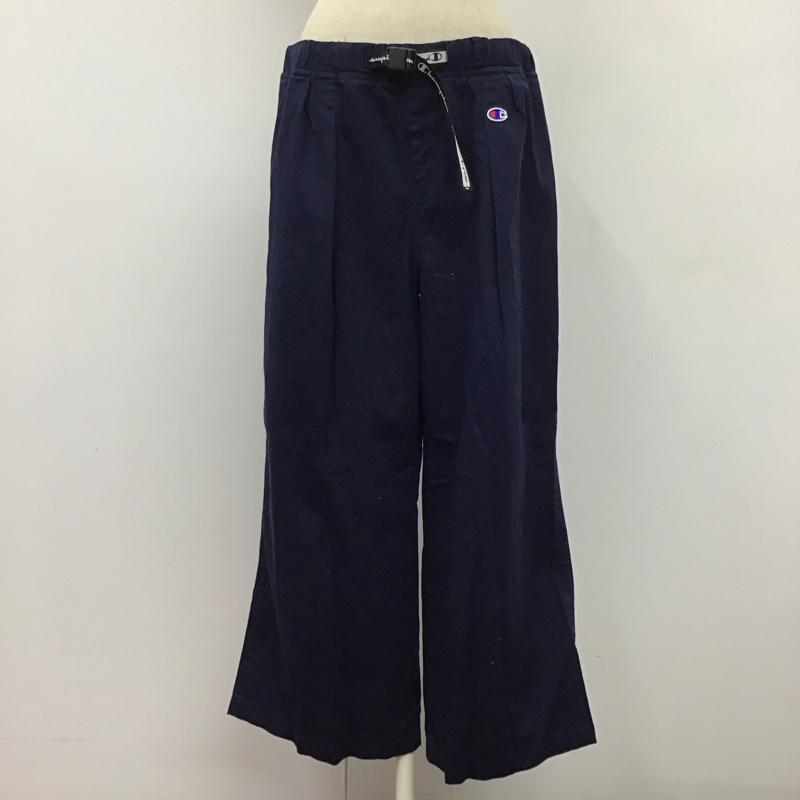 チャンピオン Champion ボトムス ボトムス CW-P208 ワイドパンツ L ワンポイント 紺 / ネイビー /  レディース USED 古着 中古 10122146