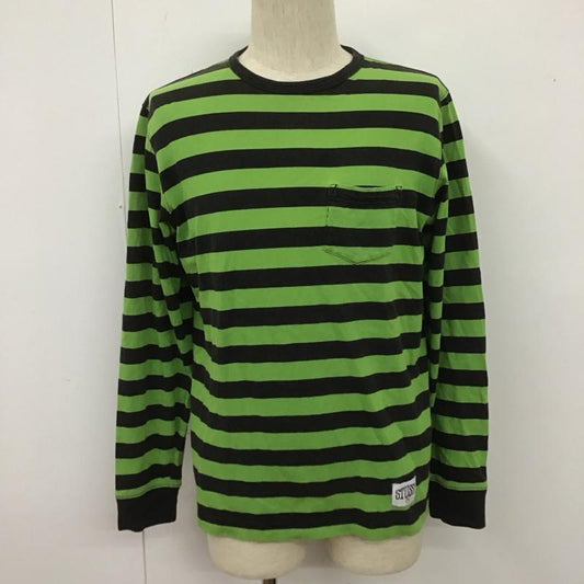 ステューシー STUSSY カットソー 長袖 長袖カットソー ボーダー長袖カットソー クルーネックカットソー M ボーダー柄 緑 / グリーン / X 紺 / ネイビー /  メンズ USED 古着 中古 10107126