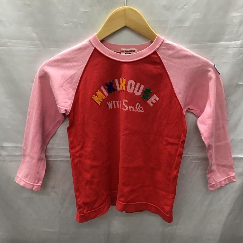 ミキハウス MIKIHOUSE Tシャツ 長袖 13-5224-238 ラグランスリーブ キッズ 120cm 120cm ロゴ、文字 桃 / ピンク / X 赤 / レッド /  ガールズ USED 古着 中古 10116901