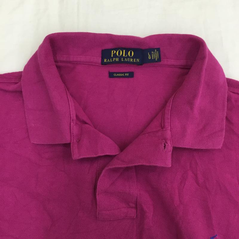 ポロラルフローレン POLO RALPH LAUREN ポロシャツ 半袖 L ロゴ、文字 桃 / ピンク /  メンズ USED 古着 中古 10133529