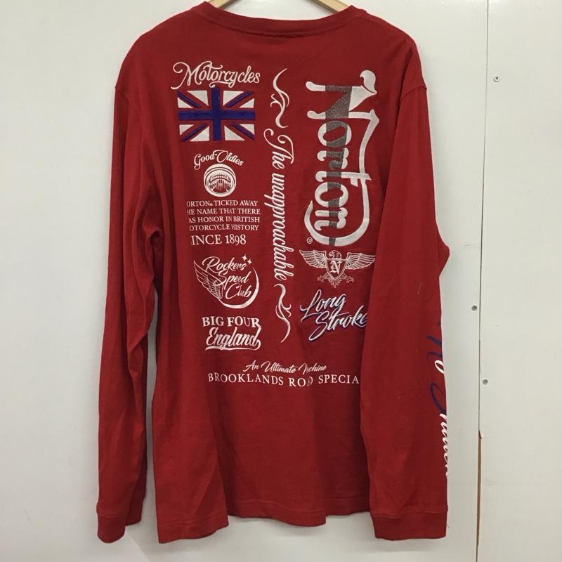 ノートン Norton カットソー 長袖 長袖カットソー プリントカットソー クルーネック XXL ロゴ、文字 赤 / レッド /  メンズ USED 古着 中古 10149527