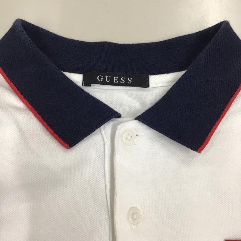 ゲス Guess ポロシャツ 半袖 NJ2K0365 三角ロゴ M ロゴ、文字 白 / ホワイト /  メンズ USED 古着 中古 10122613