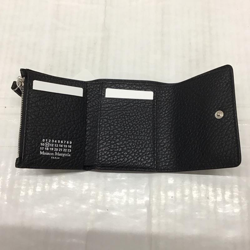 メゾン マルジェラ Maison Margiela 財布 コンパクト財布 三つ折り SA3UI0010 タグ付き 箱有 無地 黒 / ブラック /  メンズ USED 古着 中古 10118897