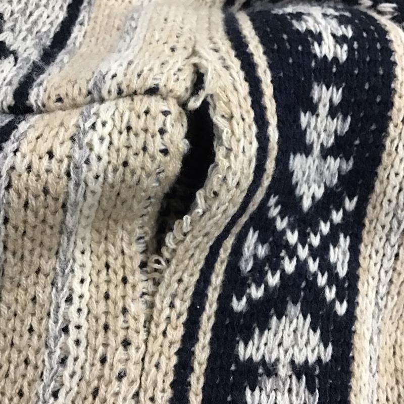 ベイフロー BAYFLOW カーディガン 長袖 BW1709BF02 ガウンニット ロング丈 3 ネイティブ柄 ベージュ / ベージュ / X 紺 / ネイビー /  レディース USED 古着 中古 10146617