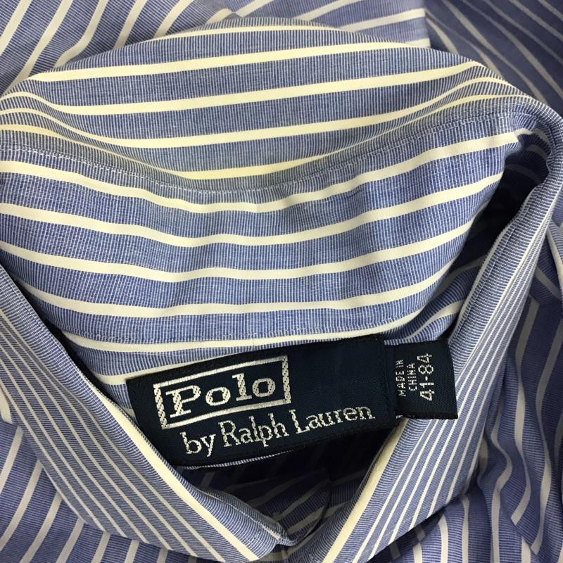 ポロバイラルフローレン Polo by RALPH LAUREN シャツ、ブラウス 長袖 長袖シャツ ストライプシャツ カラーシャツ 長袖カットソー ストライプ 白 / ホワイト / X 水色 / ライトブルー /  メンズ USED 古着 中古 10109564