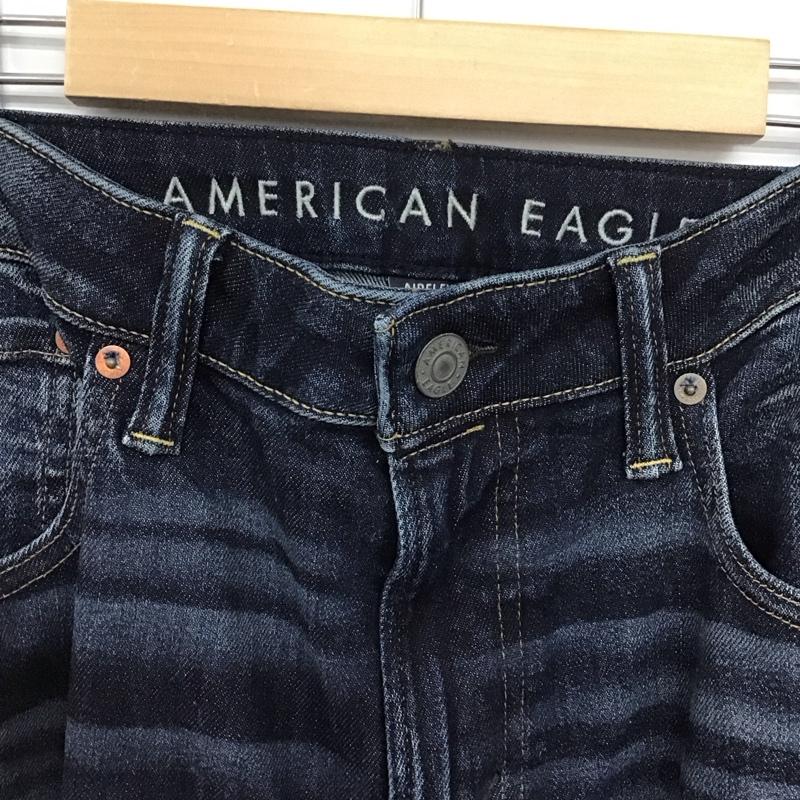 アメリカンイーグル AMERICANEAGLE パンツ デニム、ジーンズ デニムパンツ ワイドパンツ カジュアルパンツ ストレッチパンツ 34 ダメージ加工 インディゴ / インディゴ /  メンズ USED 古着 中古 10148175