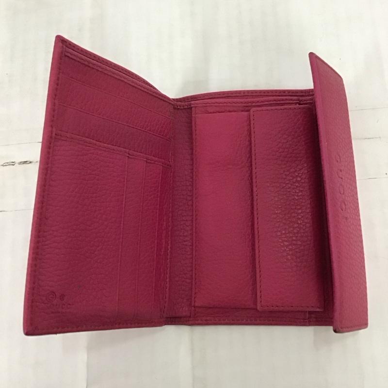 グッチ GUCCI 財布 二つ折り 346057 525040 レザー ロゴ、文字 桃 / ピンク /  レディース USED 古着 中古 10122586