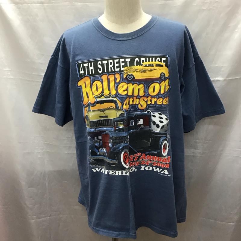 古着 USED Tシャツ 半袖 半袖カットソー プリントTシャツ クルーネックカットソー XL プリント 青 / ブルー /  メンズ USED 古着 中古 10116223