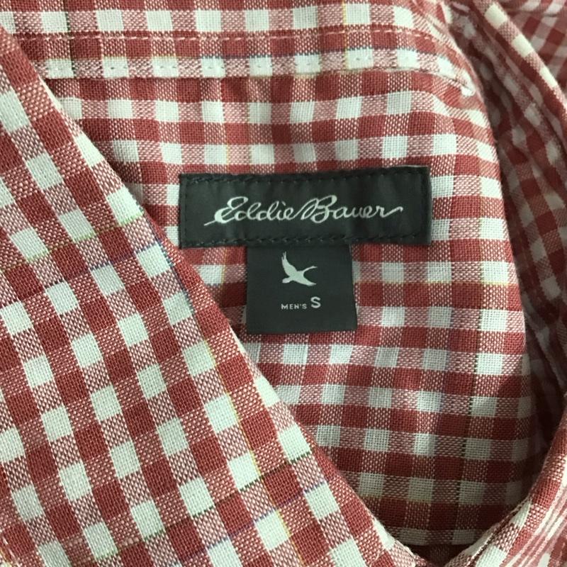 エディーバウアー Eddie Bauer シャツ、ブラウス 半袖 ボタンダウン 胸ポケット S チェック 白 / ホワイト / X 桃 / ピンク /  メンズ USED 古着 中古 10112917