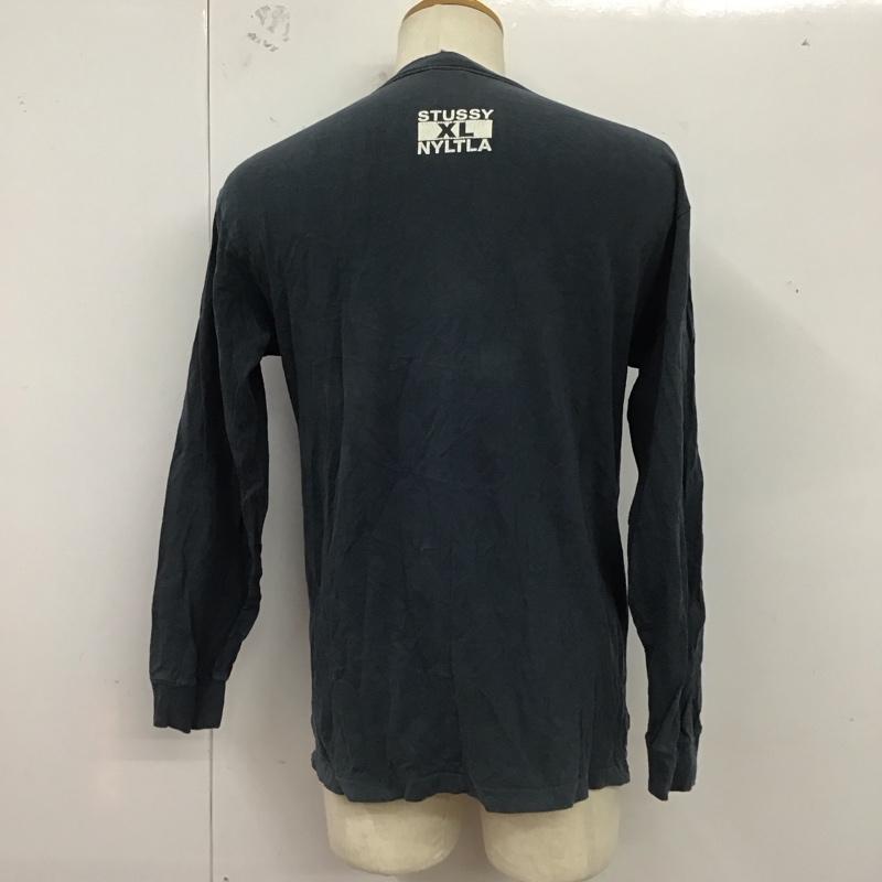 ステューシー STUSSY カットソー 長袖 長袖カットソー クルーネックカットソー ロングスリーブカットソー プリントTシャツ M ロゴ、文字 紺 / ネイビー /  メンズ USED 古着 中古 10124496