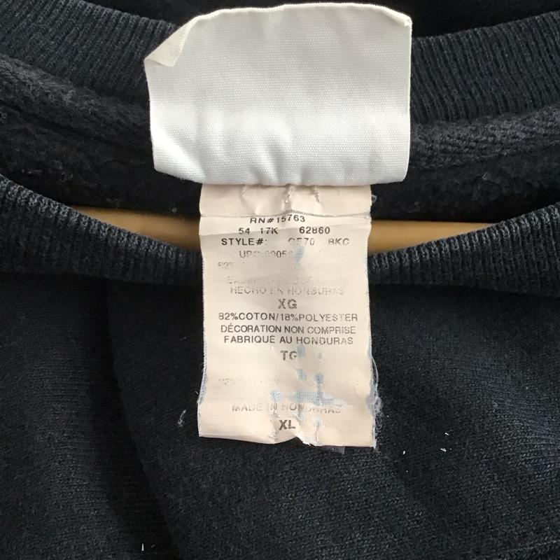 チャンピオン Champion トレーナー 長袖 長袖トレーナー スウェット クルーネック プルオーバー XL ロゴ、文字 黒 / ブラック /  メンズ USED 古着 中古 10142436